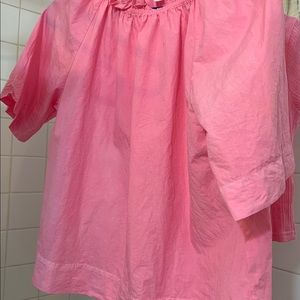 Uniqlo Pink frilled neck top size xs
